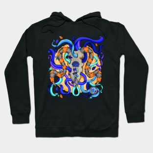 The Ram - Día De Los Muertos - Natures Colors - Ram Skull Head Hoodie